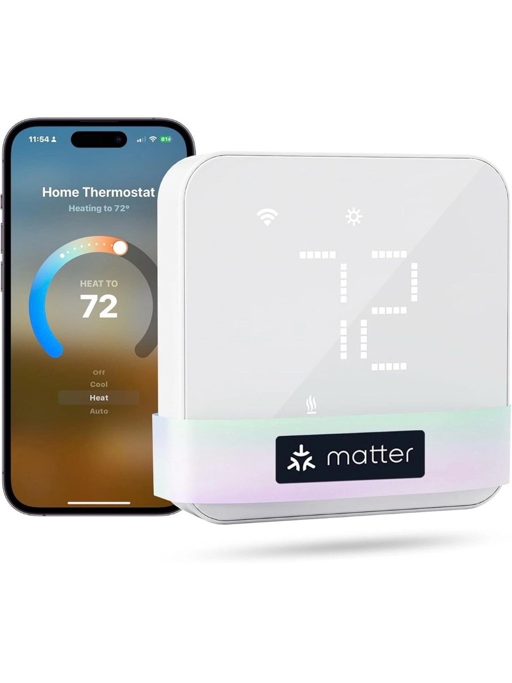 Meross MTS300 Smart Thermostat for Home, WiFi, Matter, Alexa, Google Color White